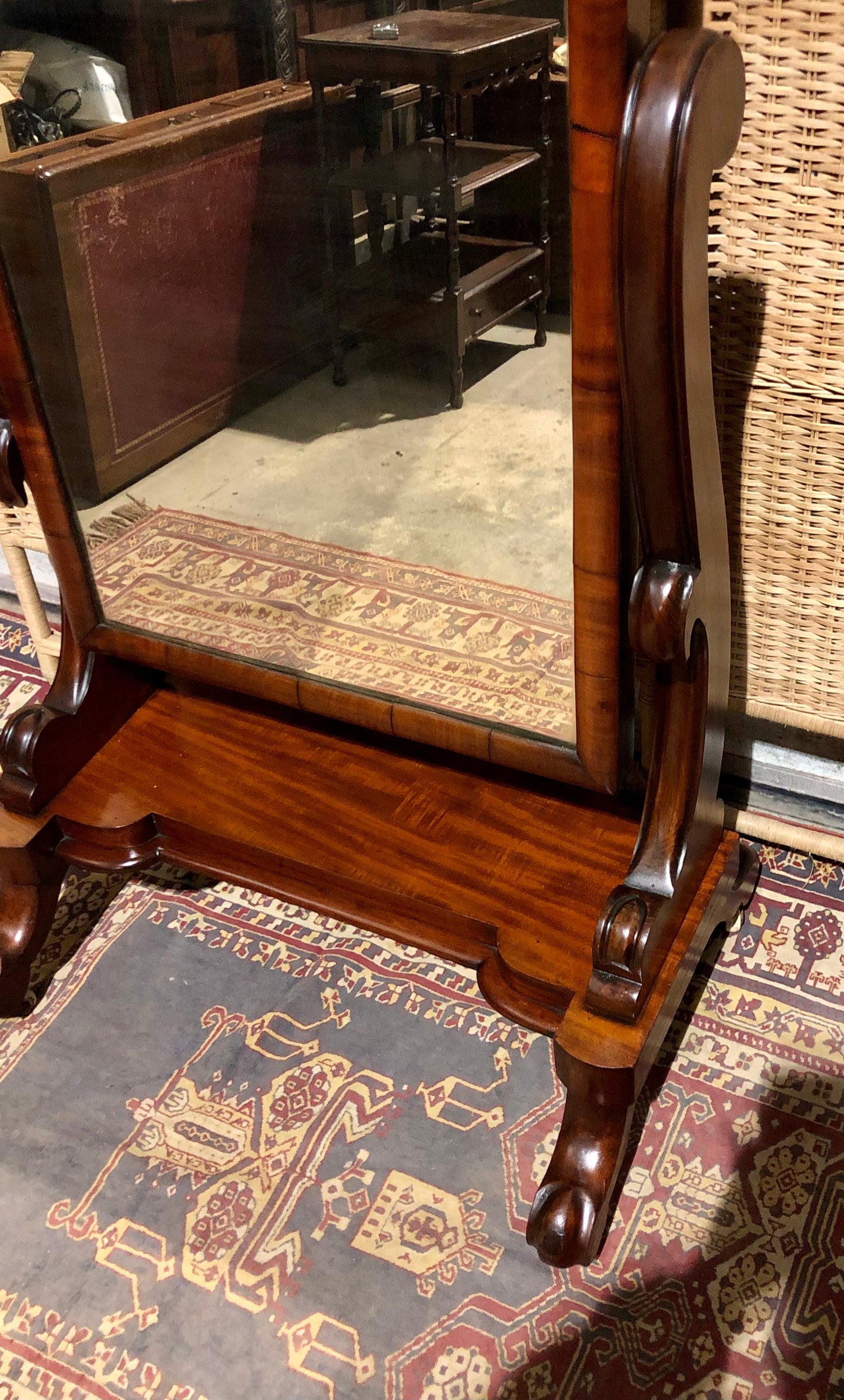 000570.... Handsome Victorian Mahogany Cheval Mirror