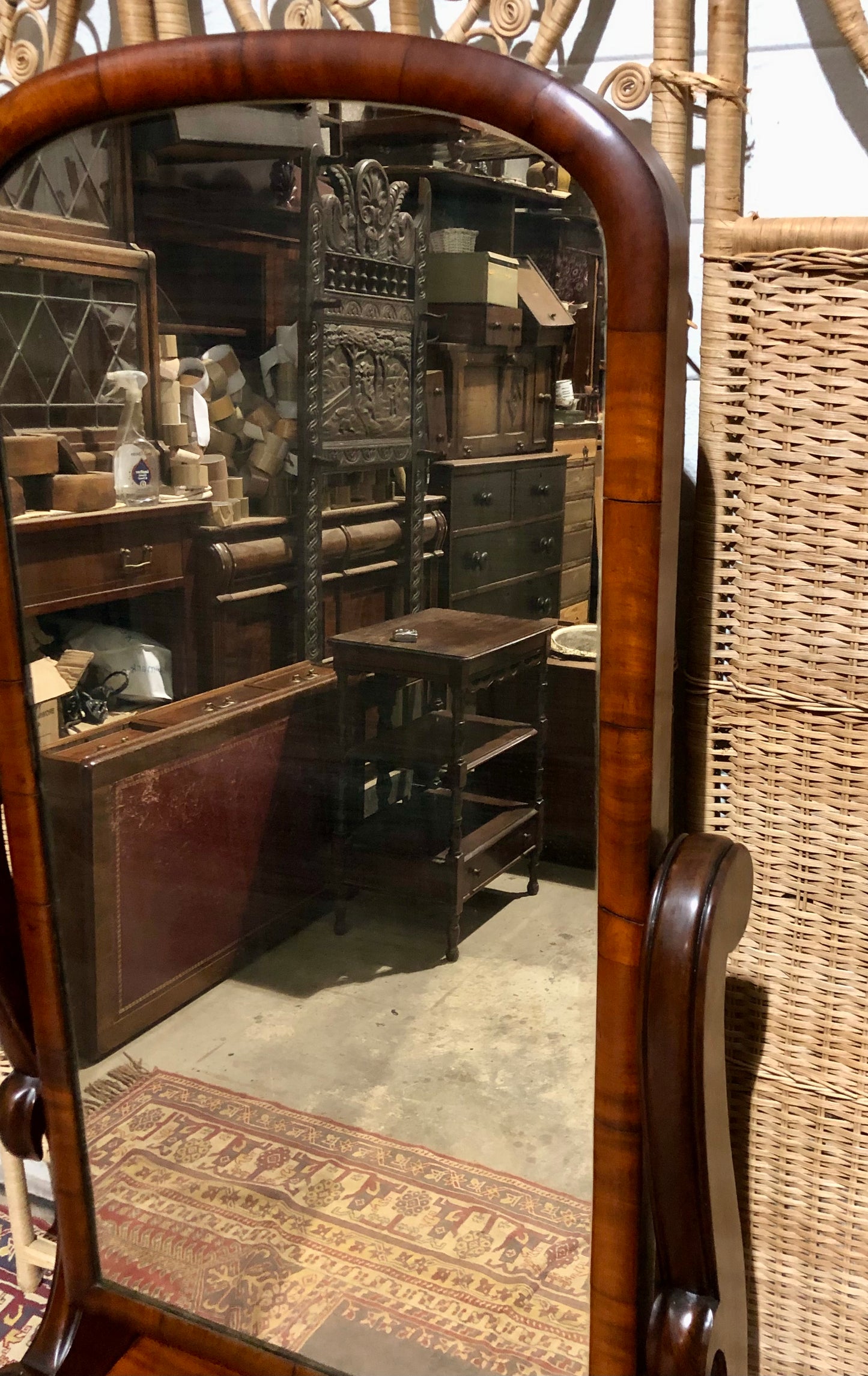 000570.... Handsome Victorian Mahogany Cheval Mirror