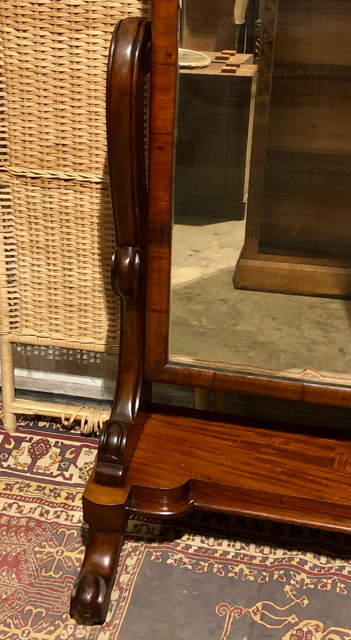 000570.... Handsome Victorian Mahogany Cheval Mirror