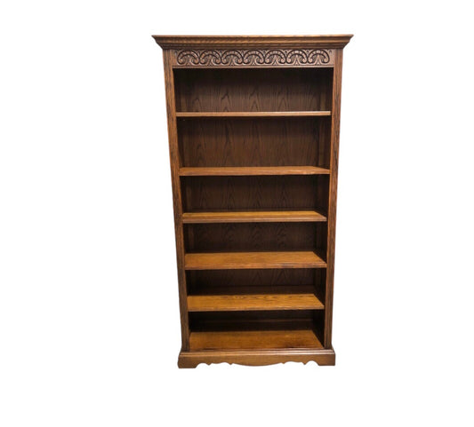 000854....Handsome Carved Oak Bookcase / Old Charm Bookcase ( sold )