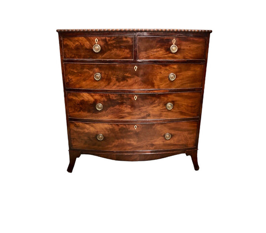 000844....Handsome Antique Mahogany Bow Front Chest Of Drawers ( sold )
