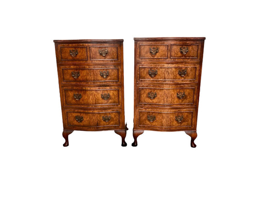 000842....Handsome Pair Of Vintage Walnut Bedside Chests / Lamp Tables ( sold )