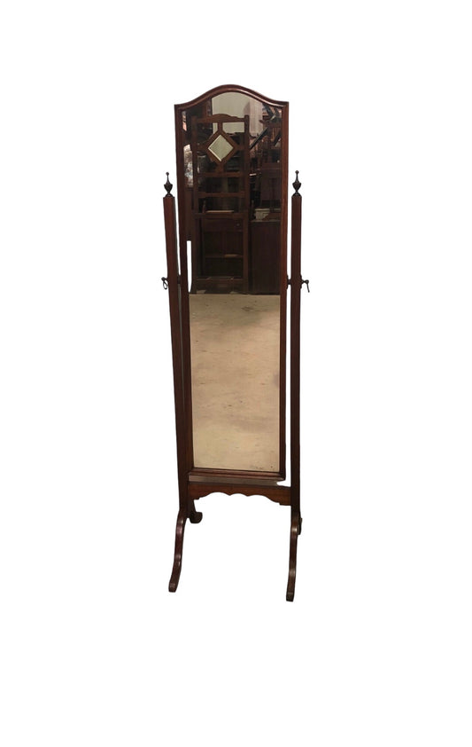 000813....Edwardian Mahogany Cheval Mirror ( sold )