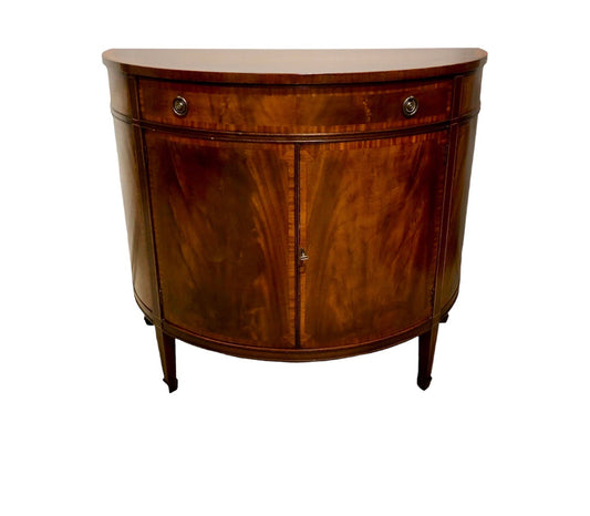 000807....Handsome Vintage Mahogany Demi Lune Side / Drinks Cabinet ( sold )