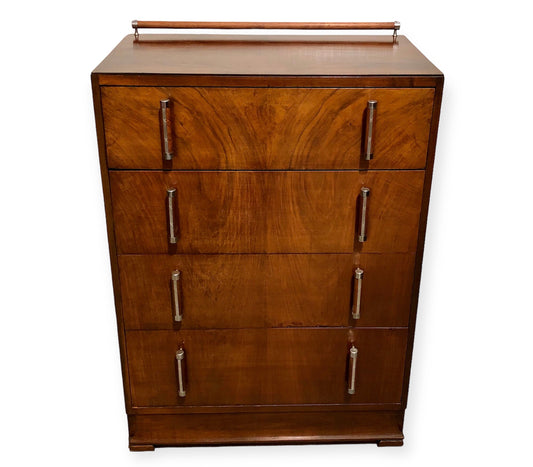 000728....Handsome Art Deco Walnut Chest Of Drawers ( sold )