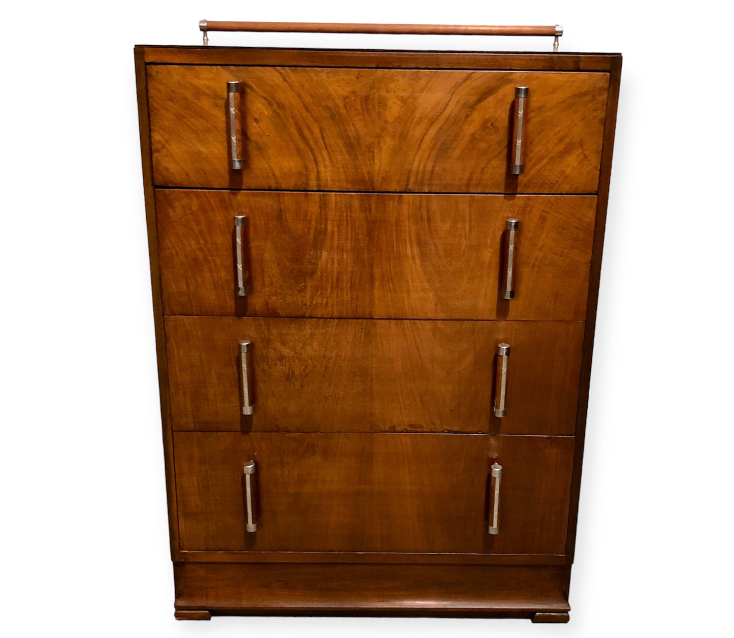 000728....Handsome Art Deco Walnut Chest Of Drawers ( sold )