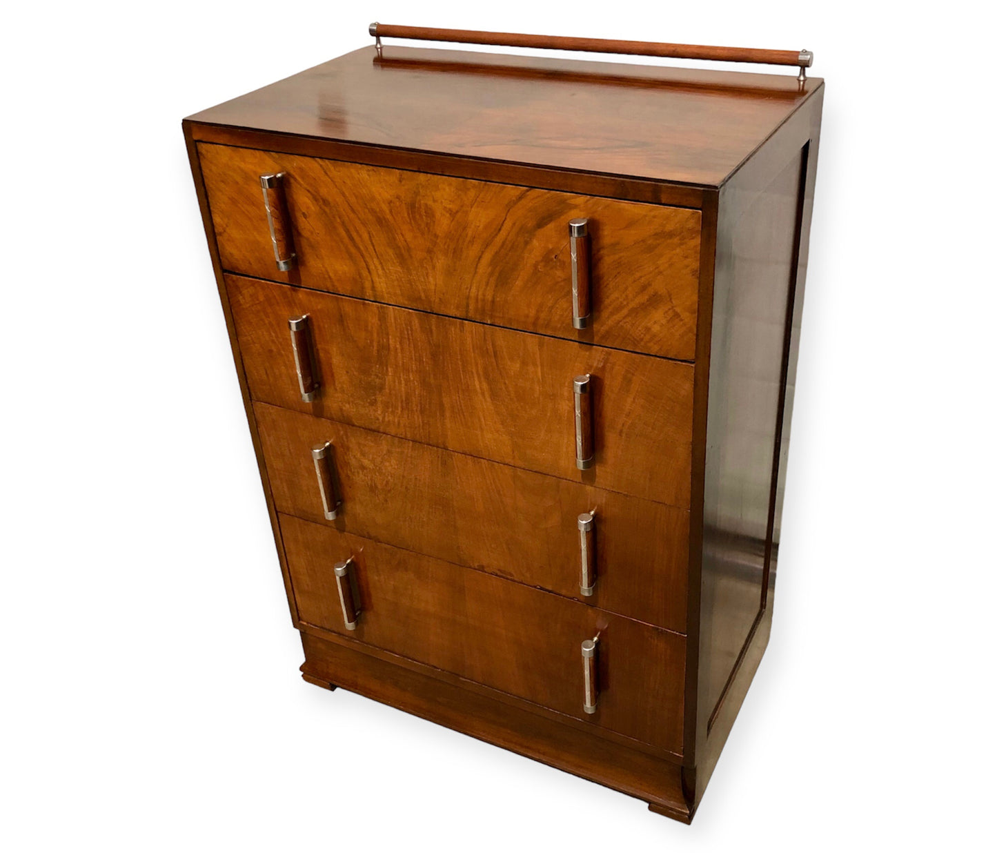 000728....Handsome Art Deco Walnut Chest Of Drawers ( sold )