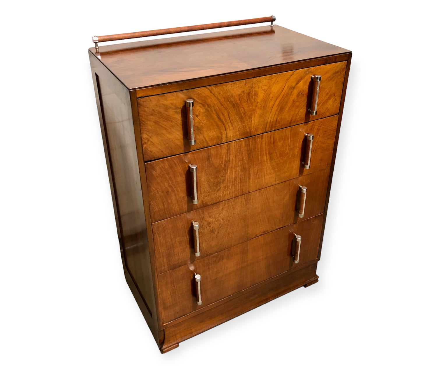 000728....Handsome Art Deco Walnut Chest Of Drawers ( sold )