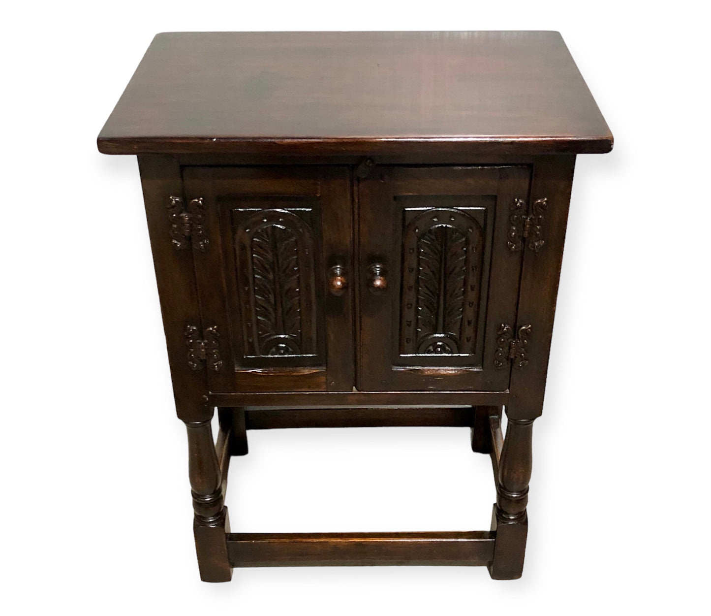 000726....Two Similar Vintage Carved Oak Bedside Tables ( sold )