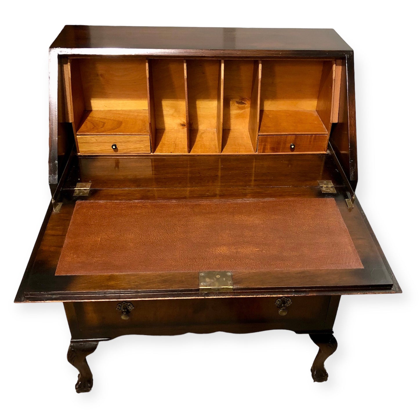 000725....Handsome Vintage Figured Walnut Writing Bureau ( sold )