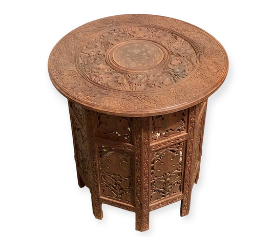 000711.... Handsome Vintage Indian Carved Hardwood Occasional Table