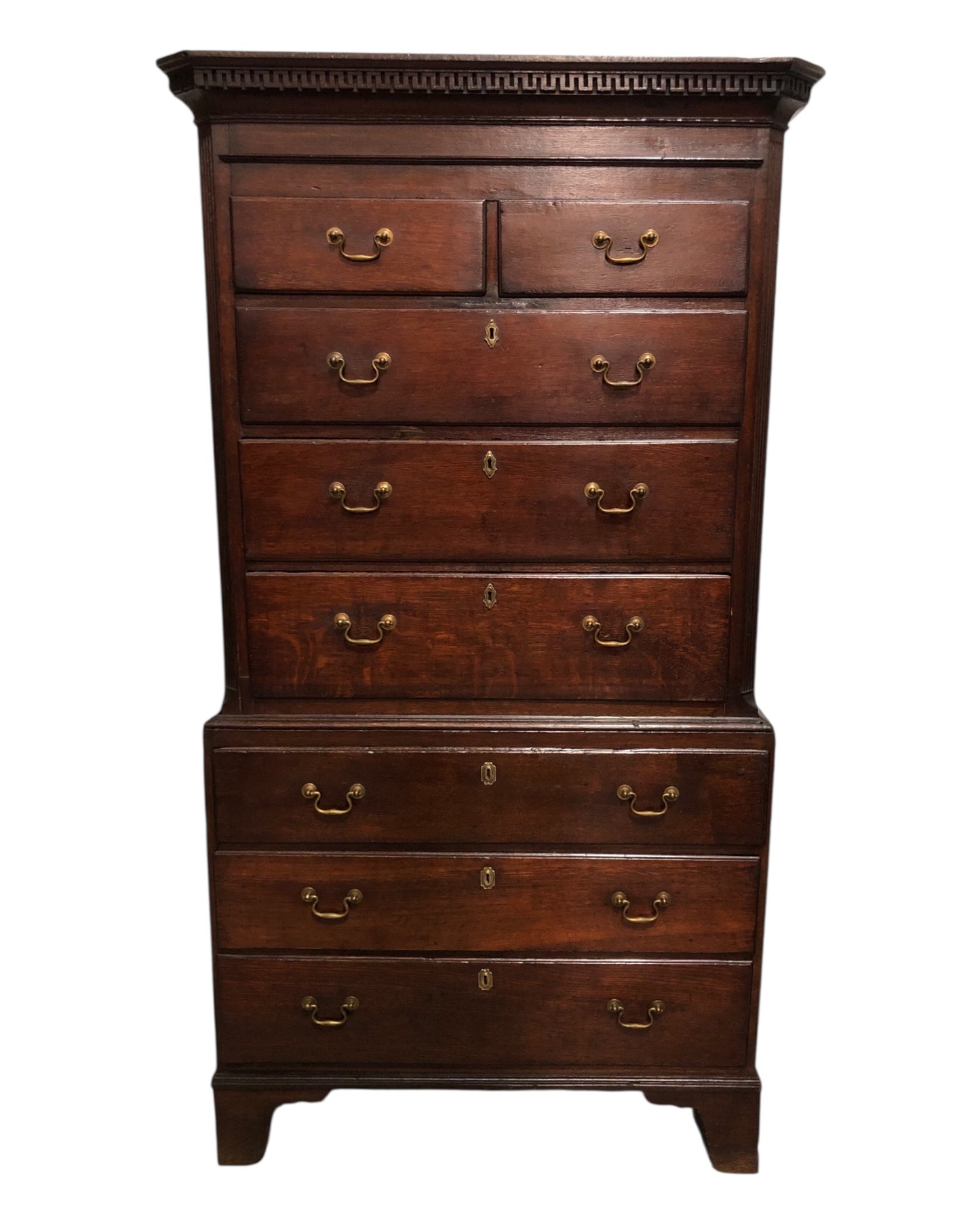 000642....Handsome 18th Century Country Oak Chest On Chest/Tallboy