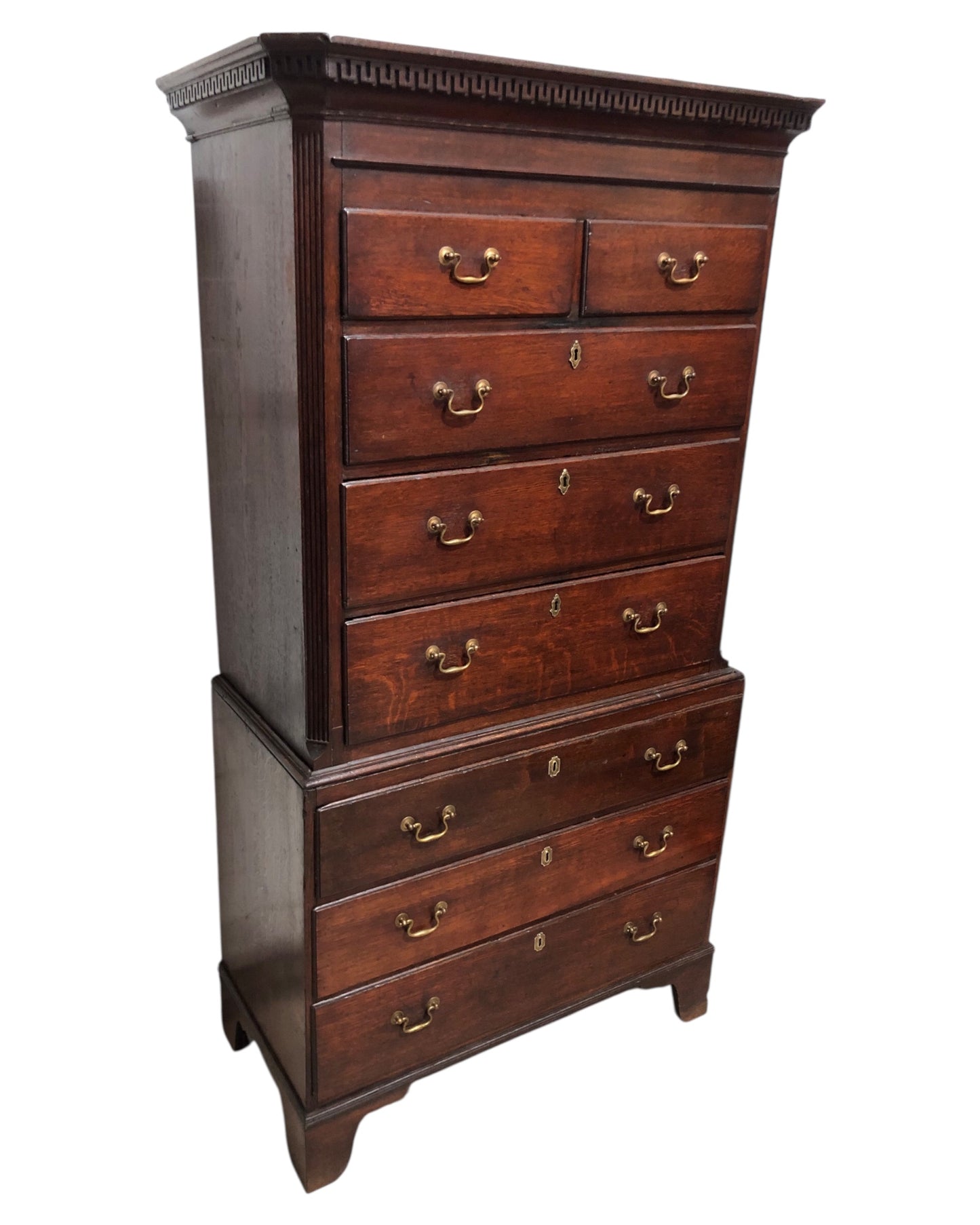 000642....Handsome 18th Century Country Oak Chest On Chest/Tallboy
