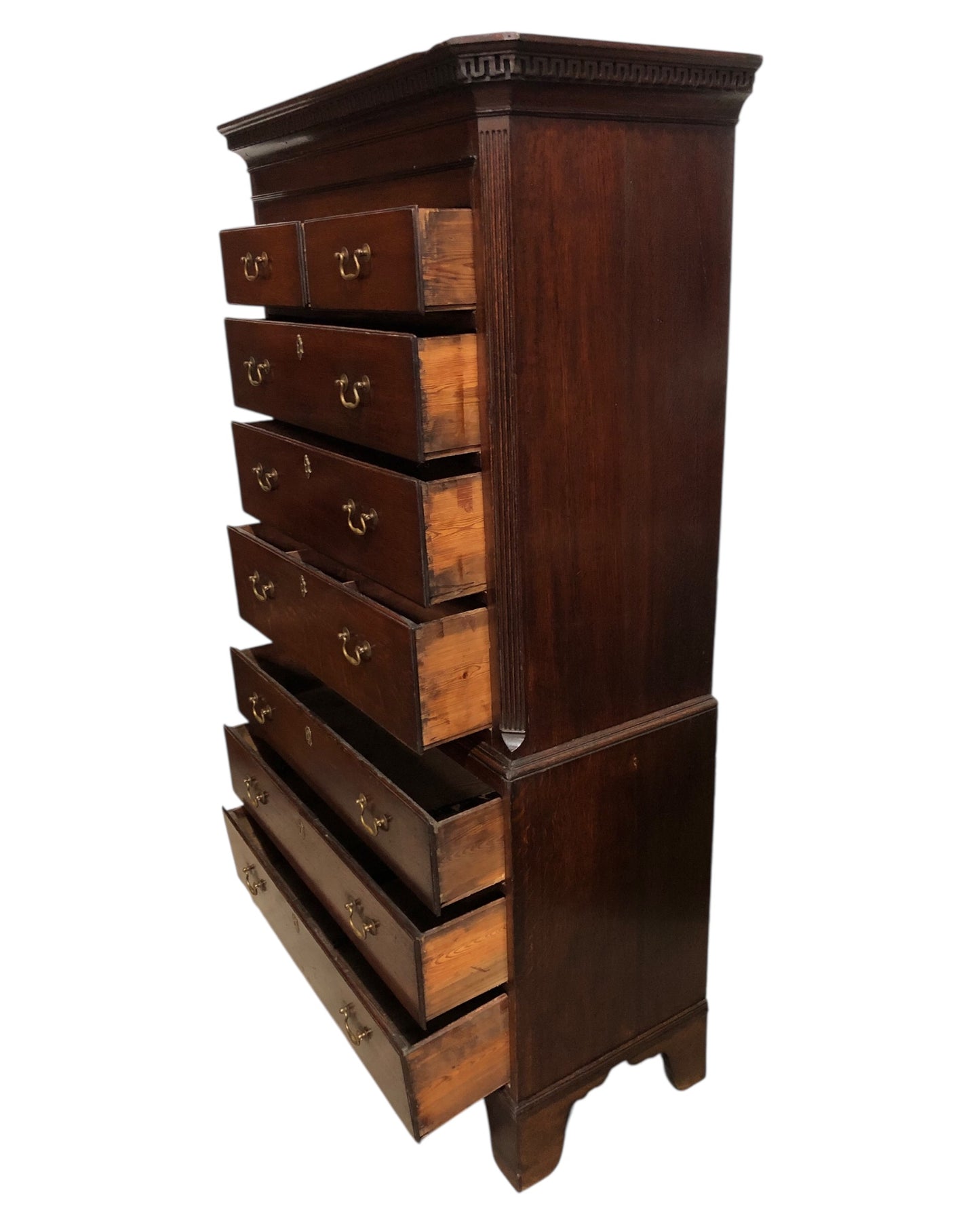 000642....Handsome 18th Century Country Oak Chest On Chest/Tallboy