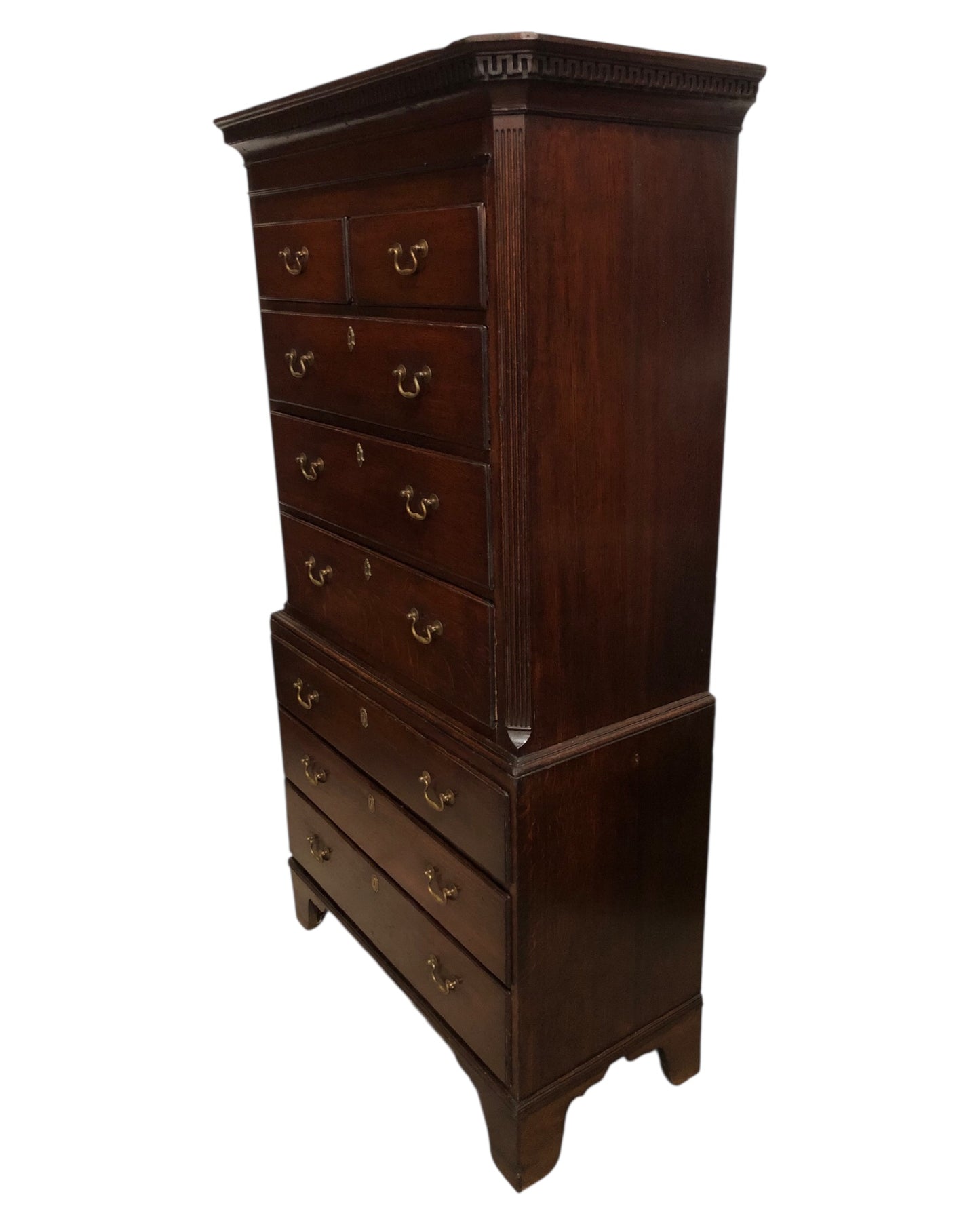 000642....Handsome 18th Century Country Oak Chest On Chest/Tallboy