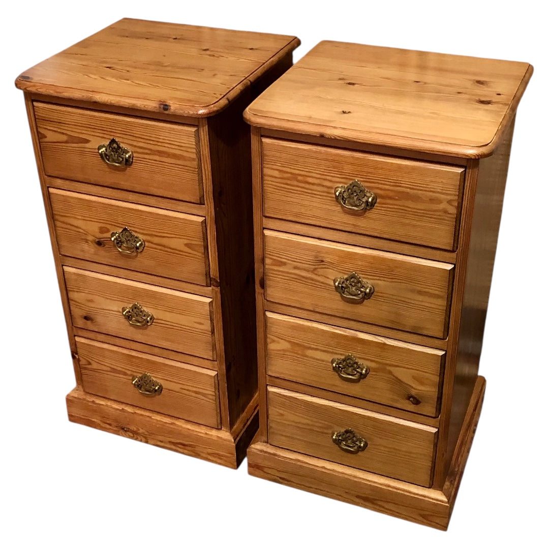 000624....Handsome Pair Of Vintage Pine Bedside Chests ( sold )