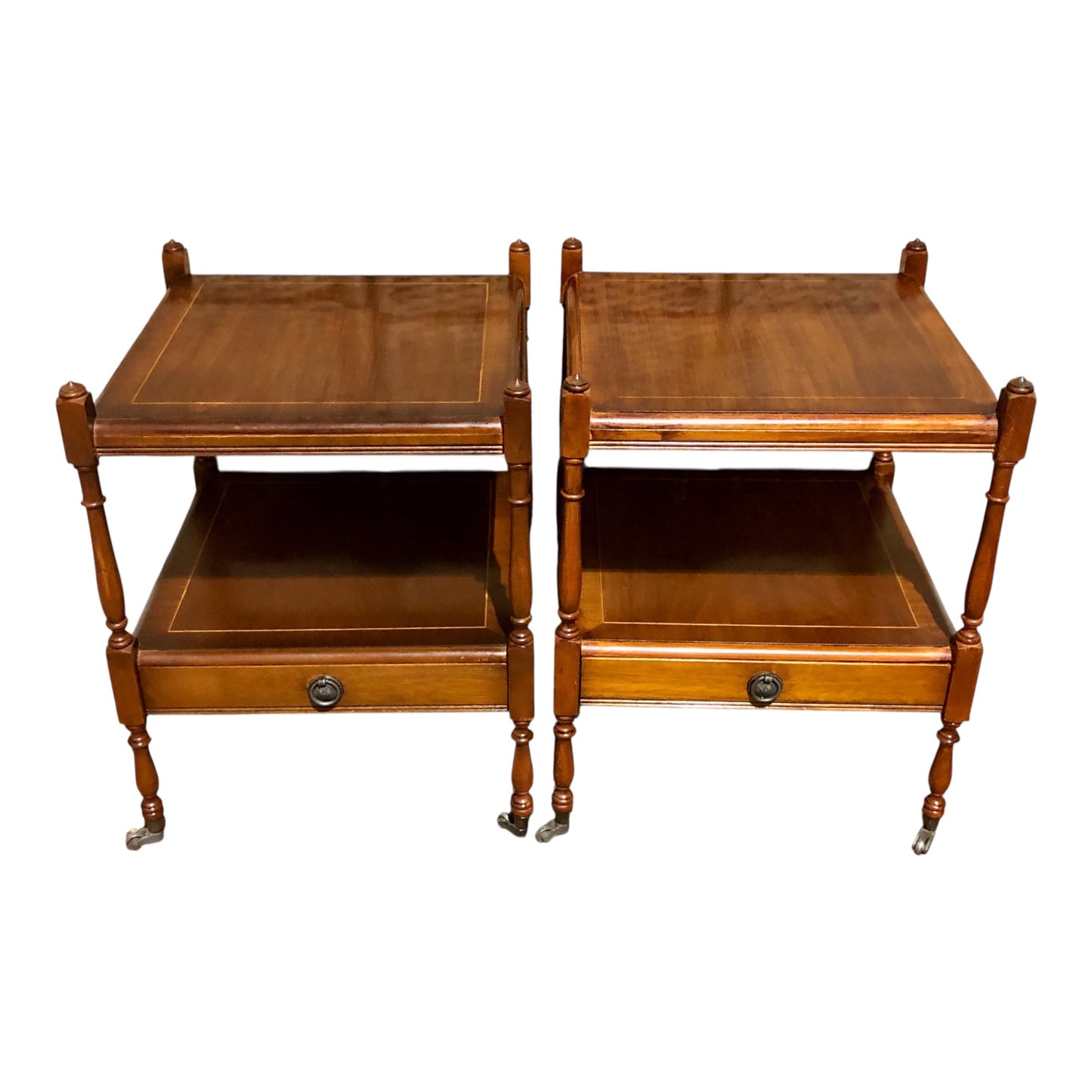 000591....Handsome Pair Of Vintage Mahogany Bedside Tables