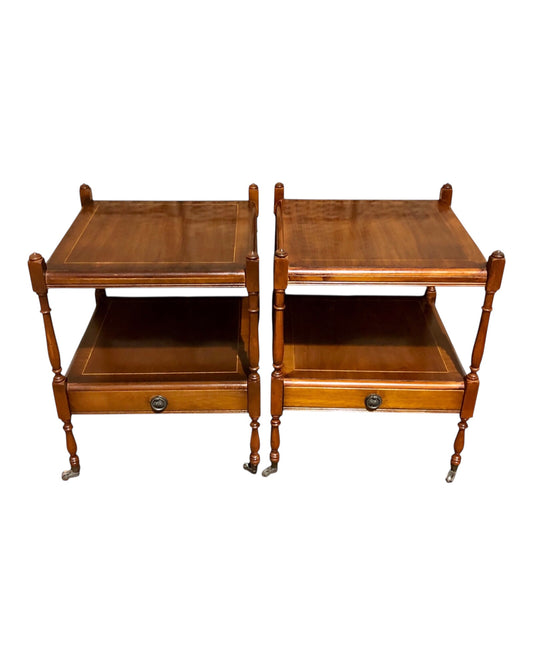 000591....Handsome Pair Of Vintage Mahogany Bedside Tables