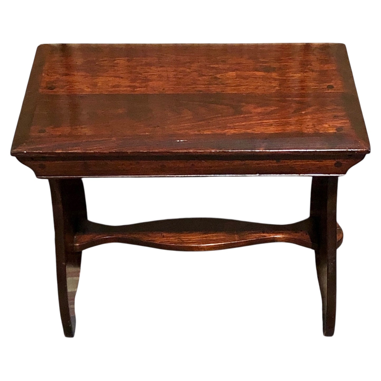 000580....Handsome Arts And Crafts Fruitwood Stool