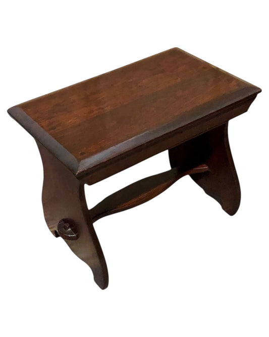 000580....Handsome Arts And Crafts Fruitwood Stool