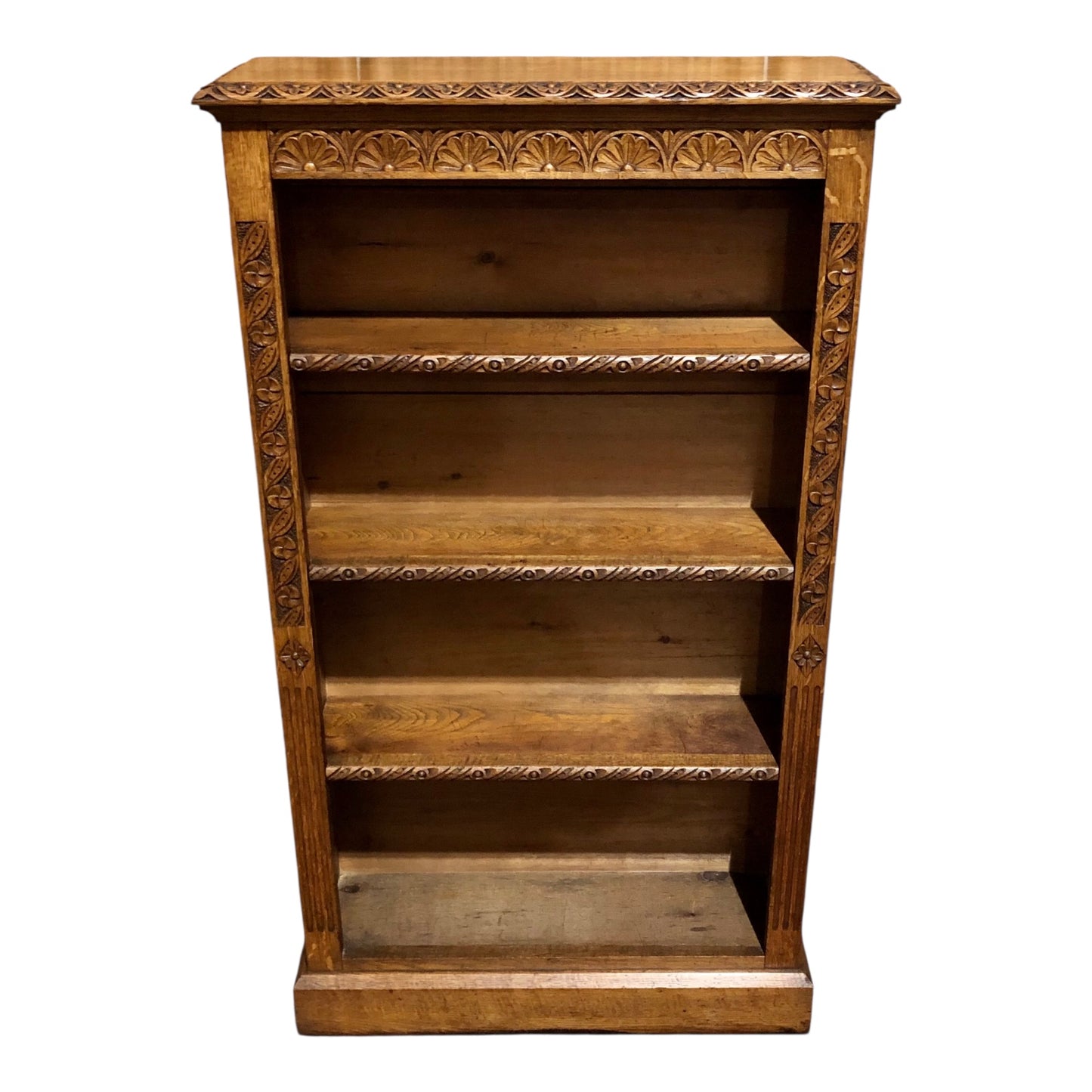 000571....Handsome Gothic Style Carved Oak Bookcase