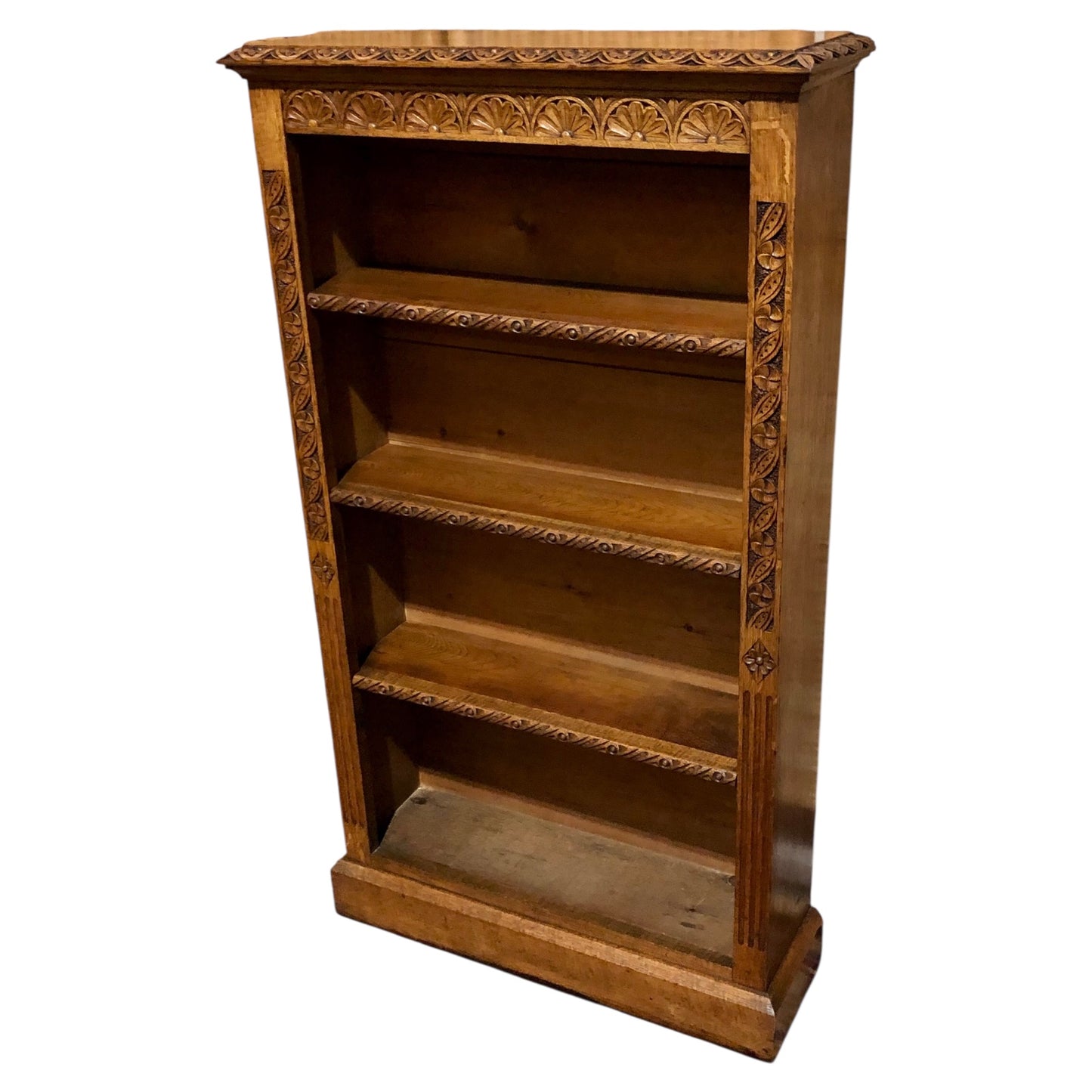 000571....Handsome Gothic Style Carved Oak Bookcase