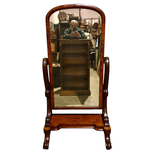 000570.... Handsome Victorian Mahogany Cheval Mirror