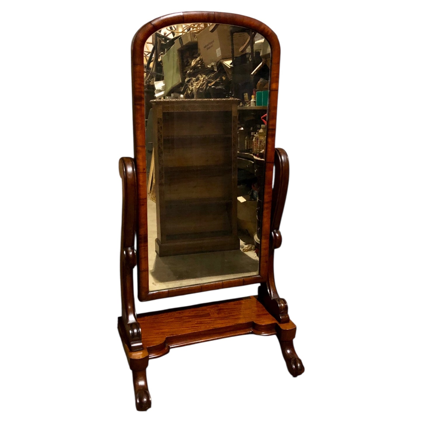 000570.... Handsome Victorian Mahogany Cheval Mirror