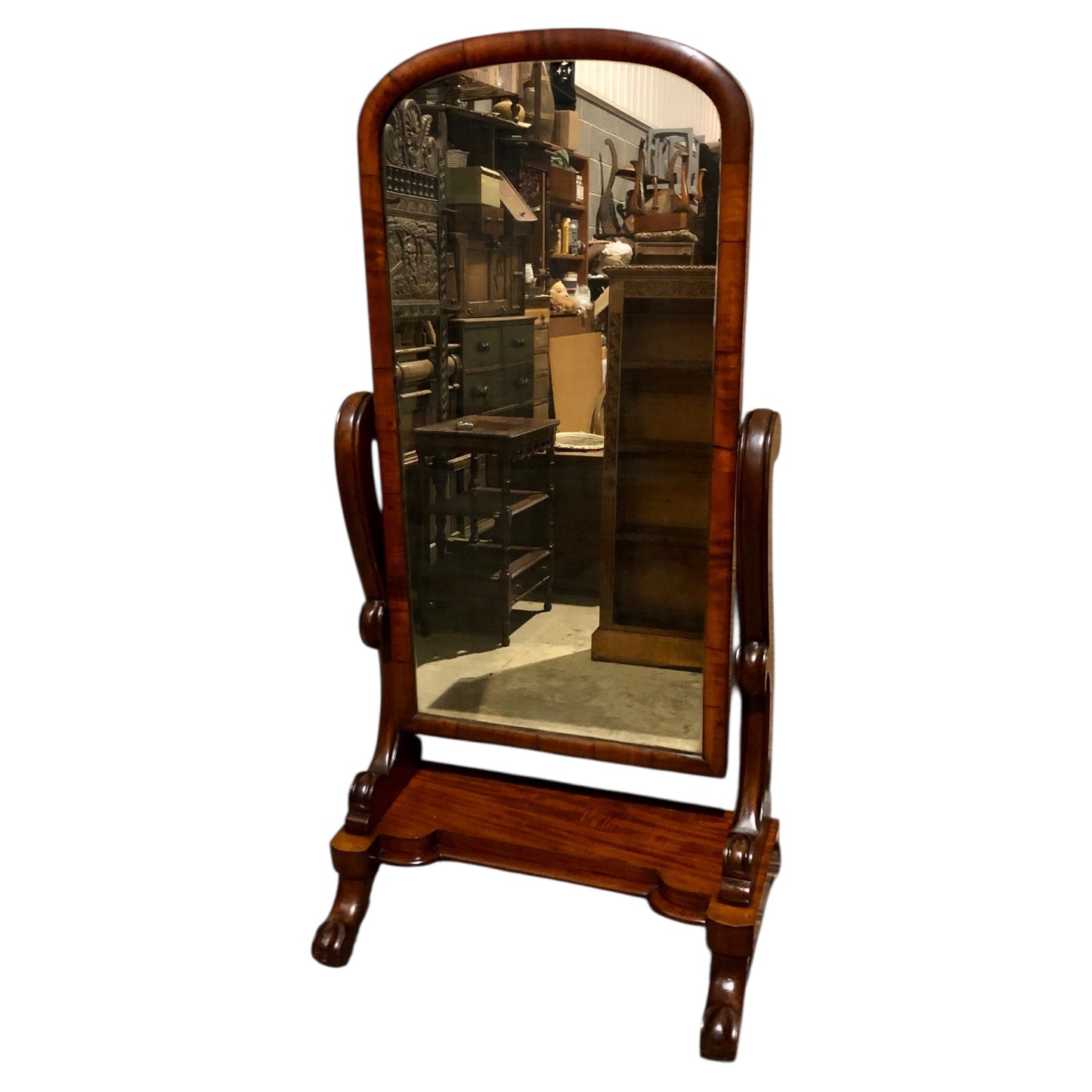 000570.... Handsome Victorian Mahogany Cheval Mirror