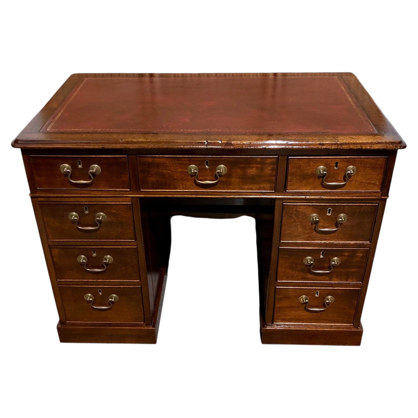 000566....Handsome Small Solid Mahogany Pedestal Desk