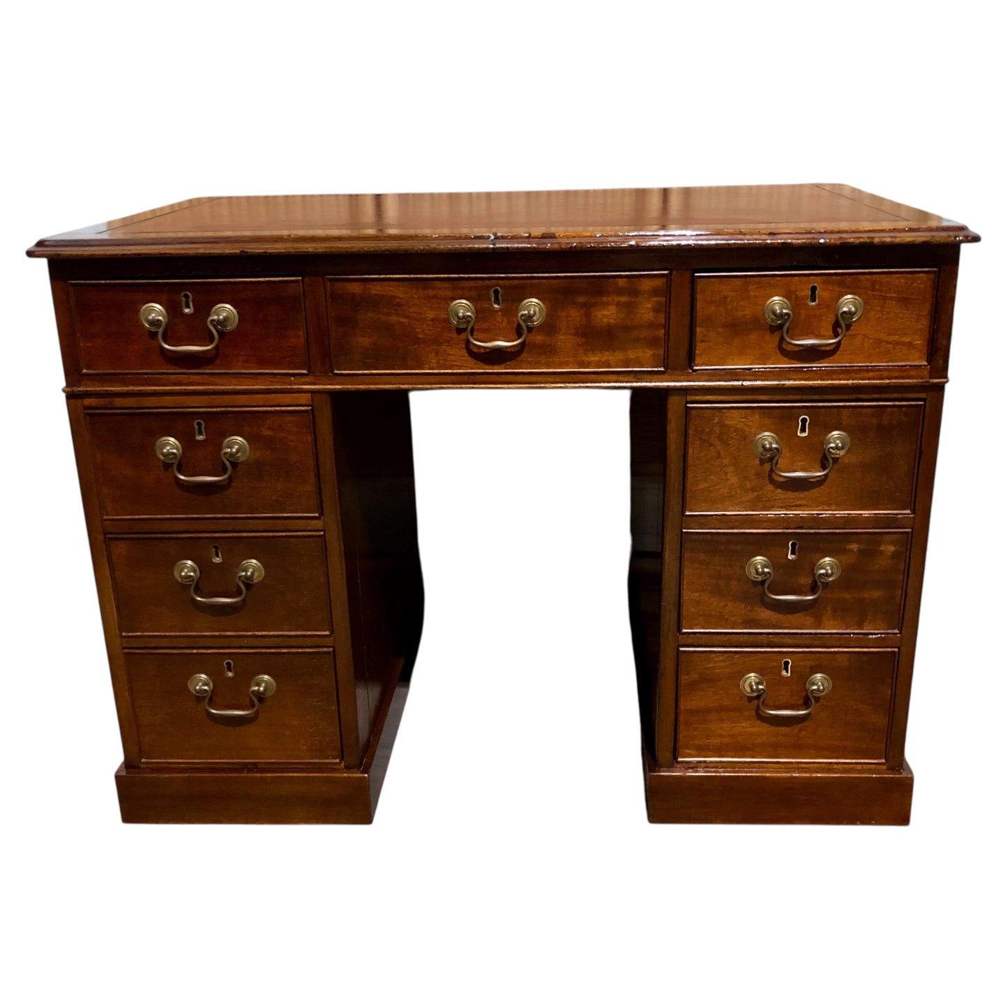 000566....Handsome Small Solid Mahogany Pedestal Desk