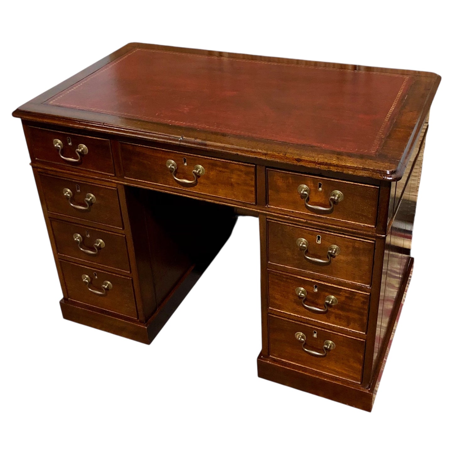 000566....Handsome Small Solid Mahogany Pedestal Desk