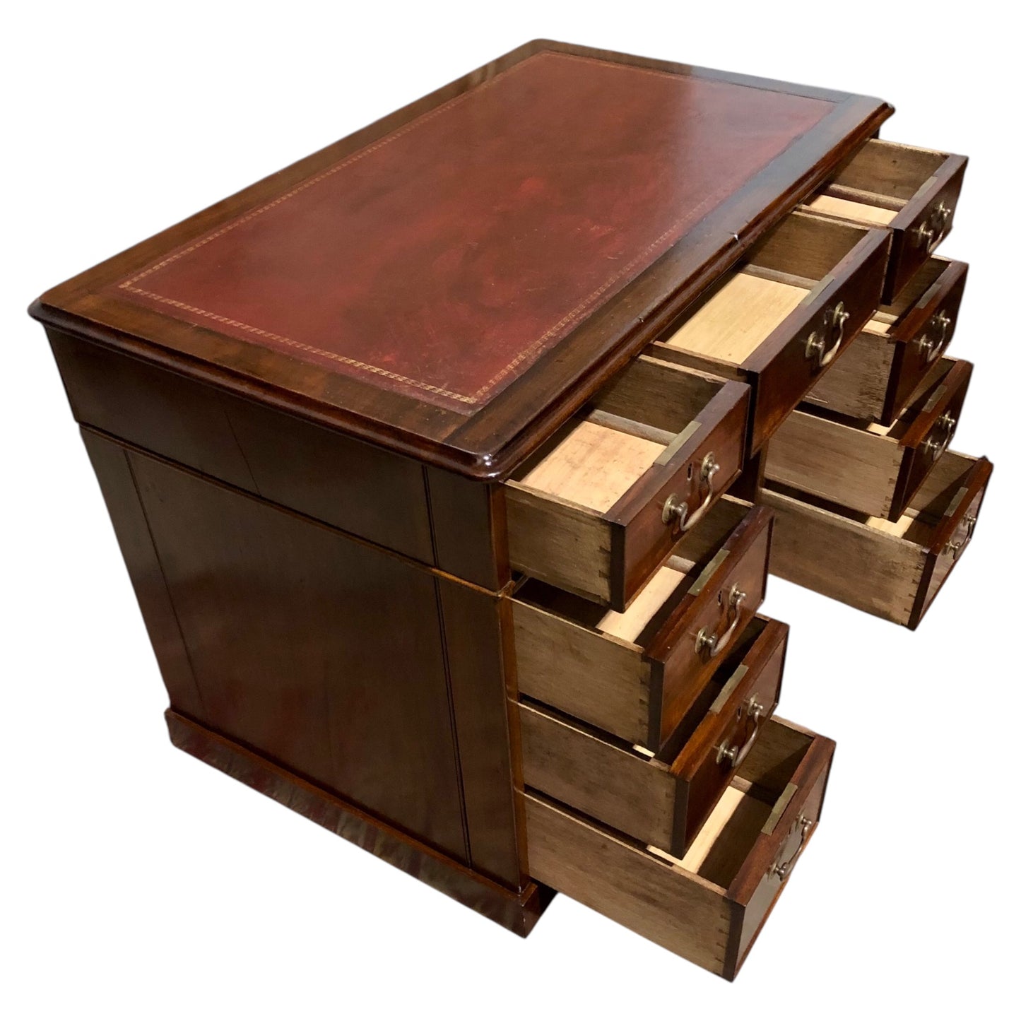 000566....Handsome Small Solid Mahogany Pedestal Desk