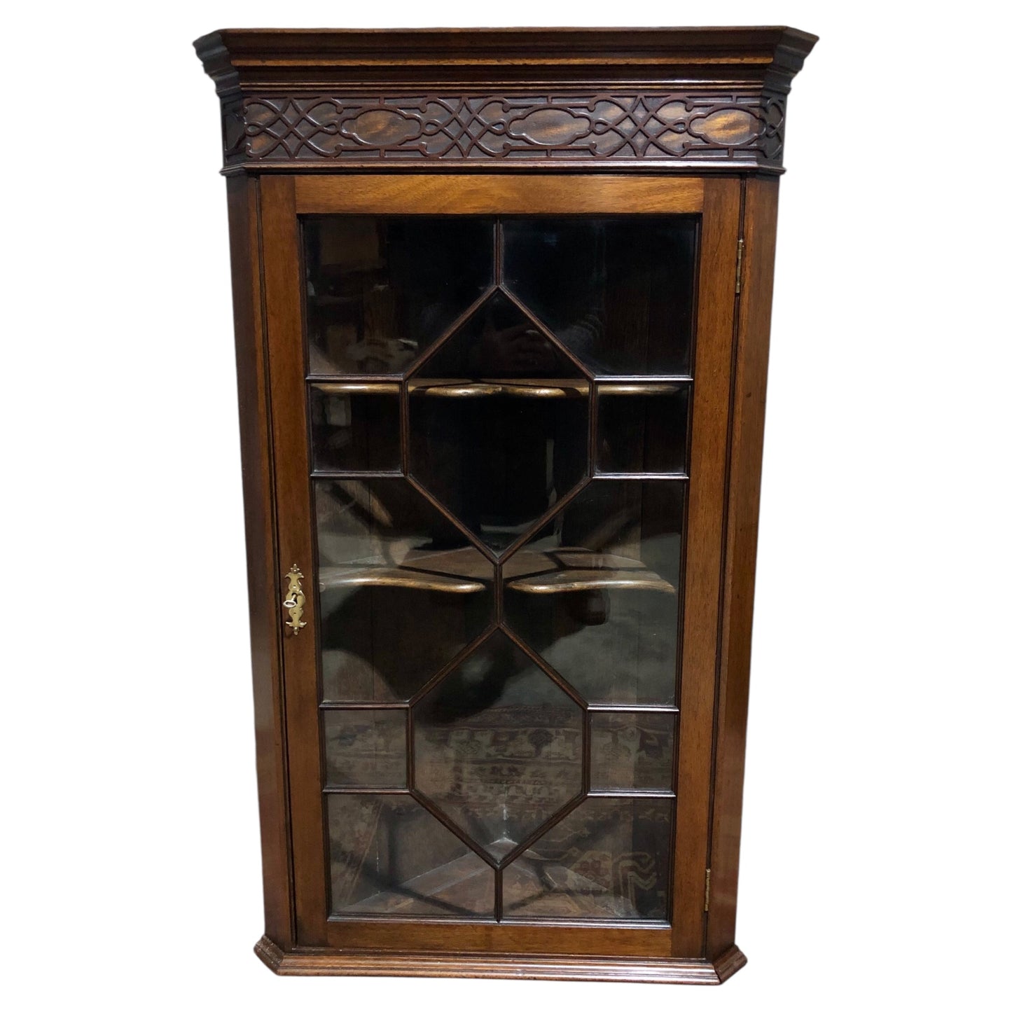 000560....Handsome Pair Of Mahogany Glazed Corner Cabinets