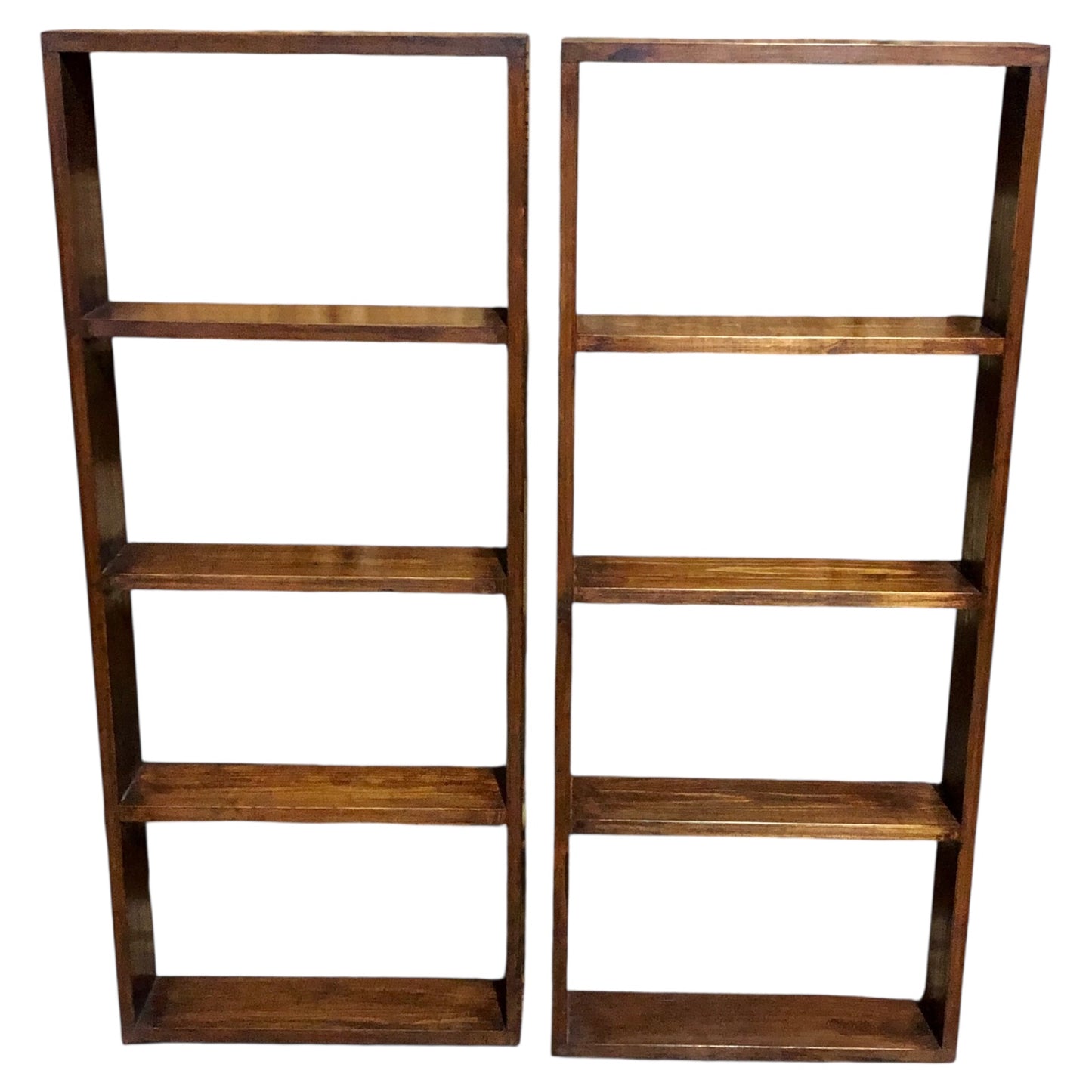 000563....Handsome Pair Of Vintage Pine Shelves Or Spice Racks