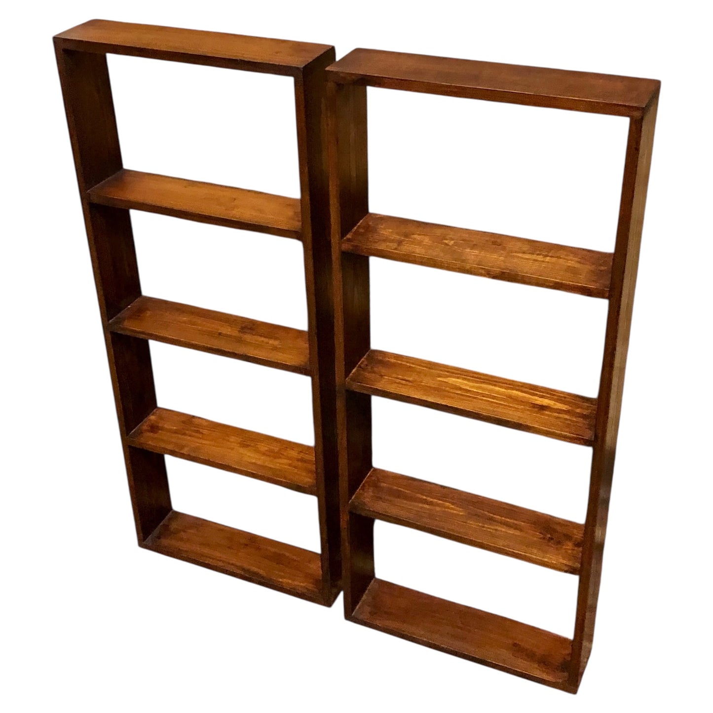 000563....Handsome Pair Of Vintage Pine Shelves Or Spice Racks