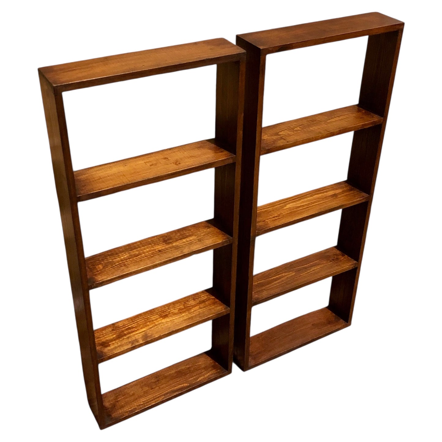 000563....Handsome Pair Of Vintage Pine Shelves Or Spice Racks