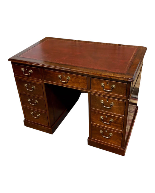 000566....Handsome Small Solid Mahogany Pedestal Desk