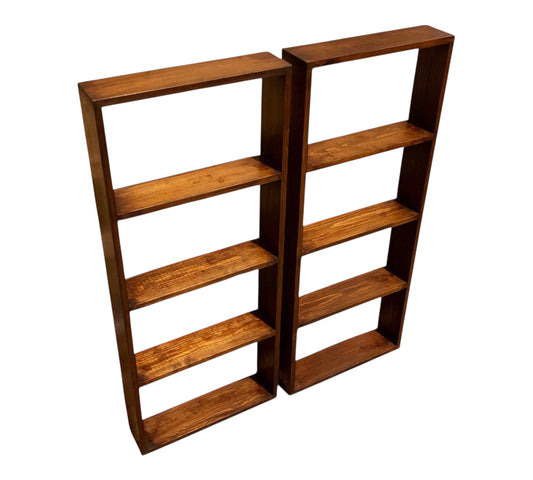 000563....Handsome Pair Of Vintage Pine Shelves Or Spice Racks