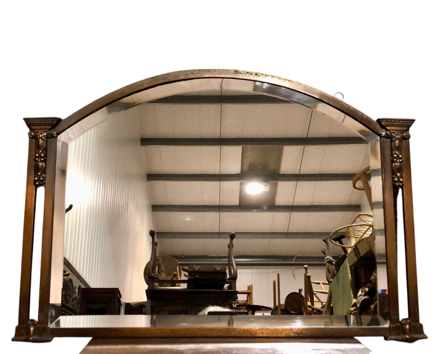 000558....Handsome Vintage Metal Overmantel Mirror