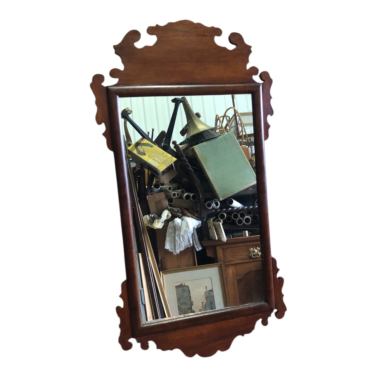 000531....Handsome Pair Of Vintage Mahogany Wall Mirrors ( sold )