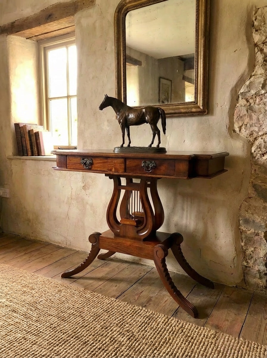 000529...Handsome Vintage Reproduction Mahogany Hall Table