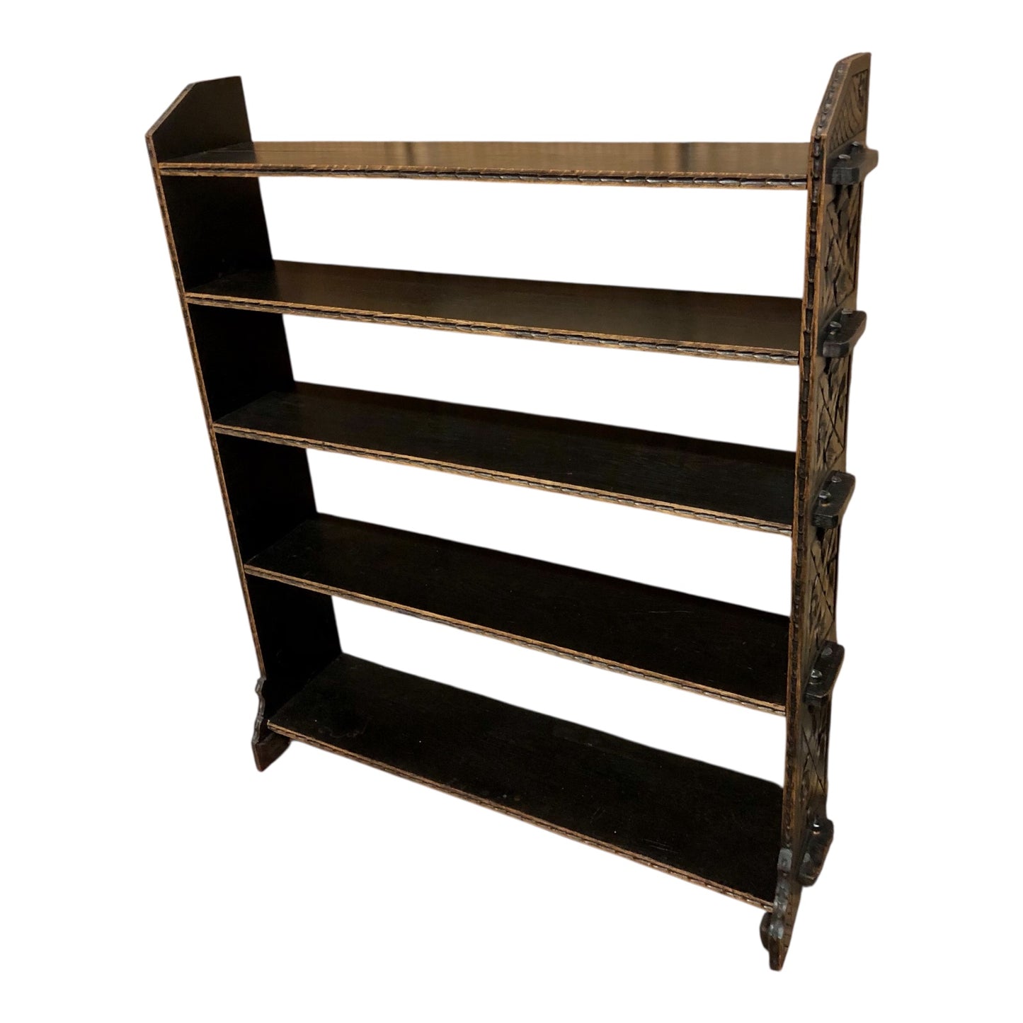 000519....Handsome Antique Carved Oak Bookcase/Bookshelves