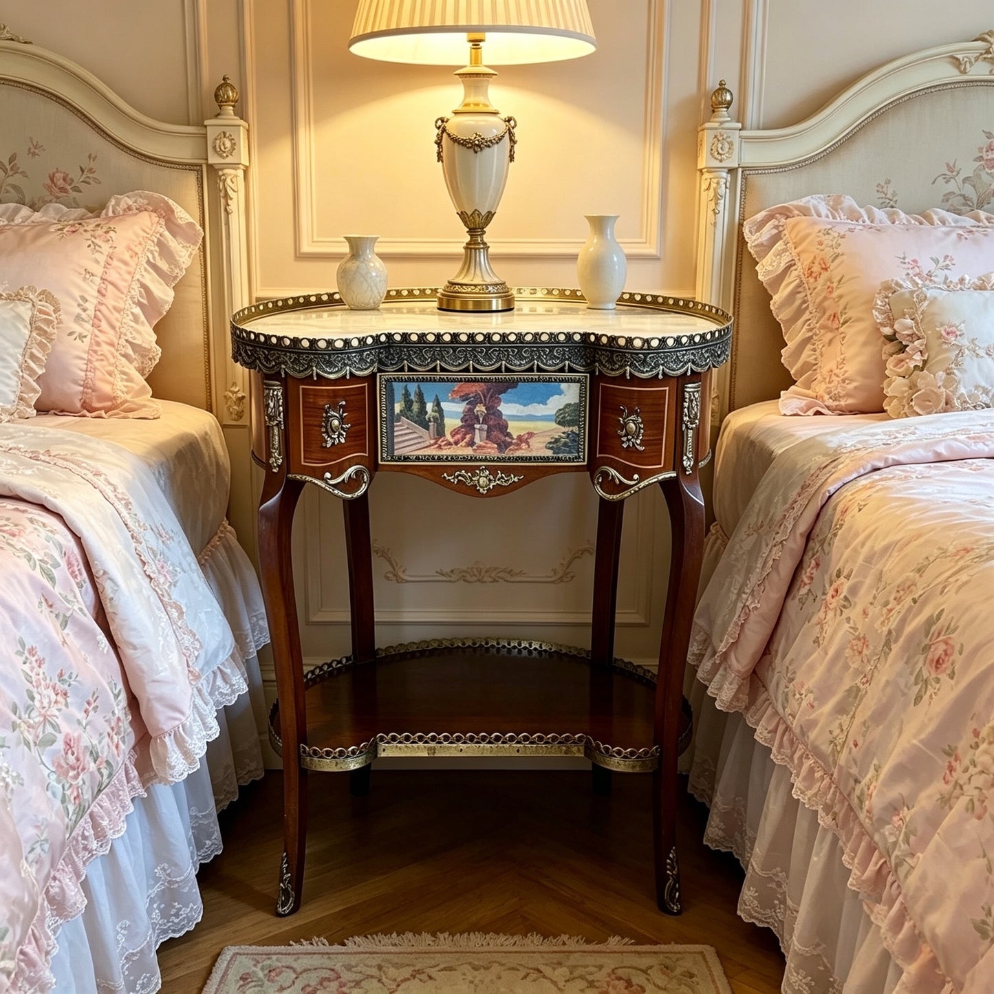 000518....Bedside Lamp Table Vintage French