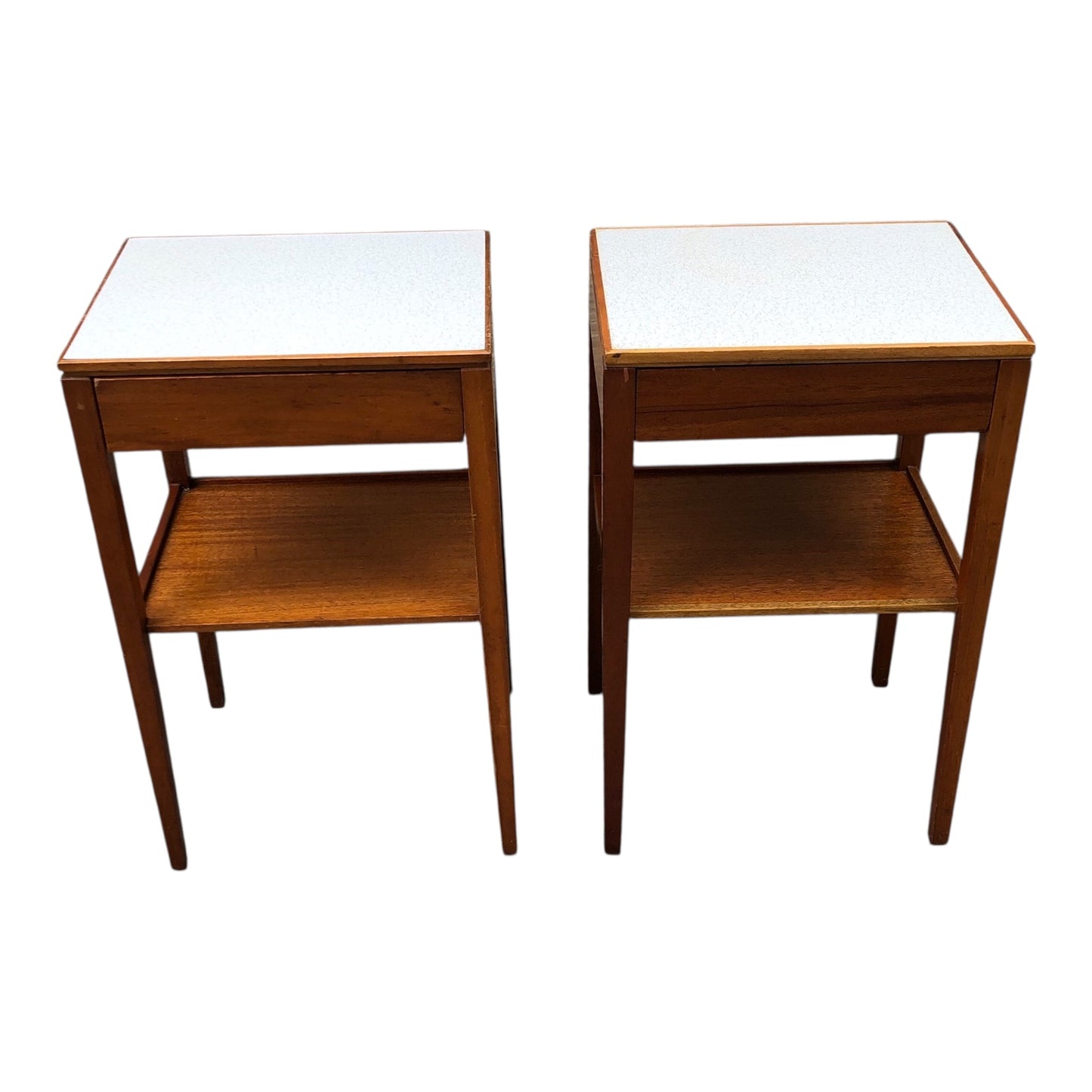 000515....Pair Of Bedside Lamp Tables Retro Teak By Remploy