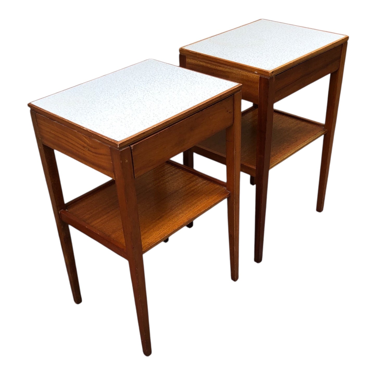 000515....Pair Of Bedside Lamp Tables Retro Teak By Remploy