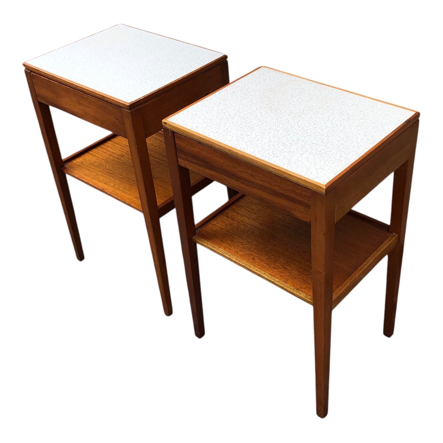 000515....Pair Of Bedside Lamp Tables Retro Teak By Remploy