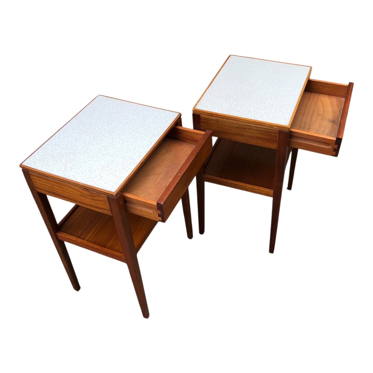 000515....Pair Of Bedside Lamp Tables Retro Teak By Remploy