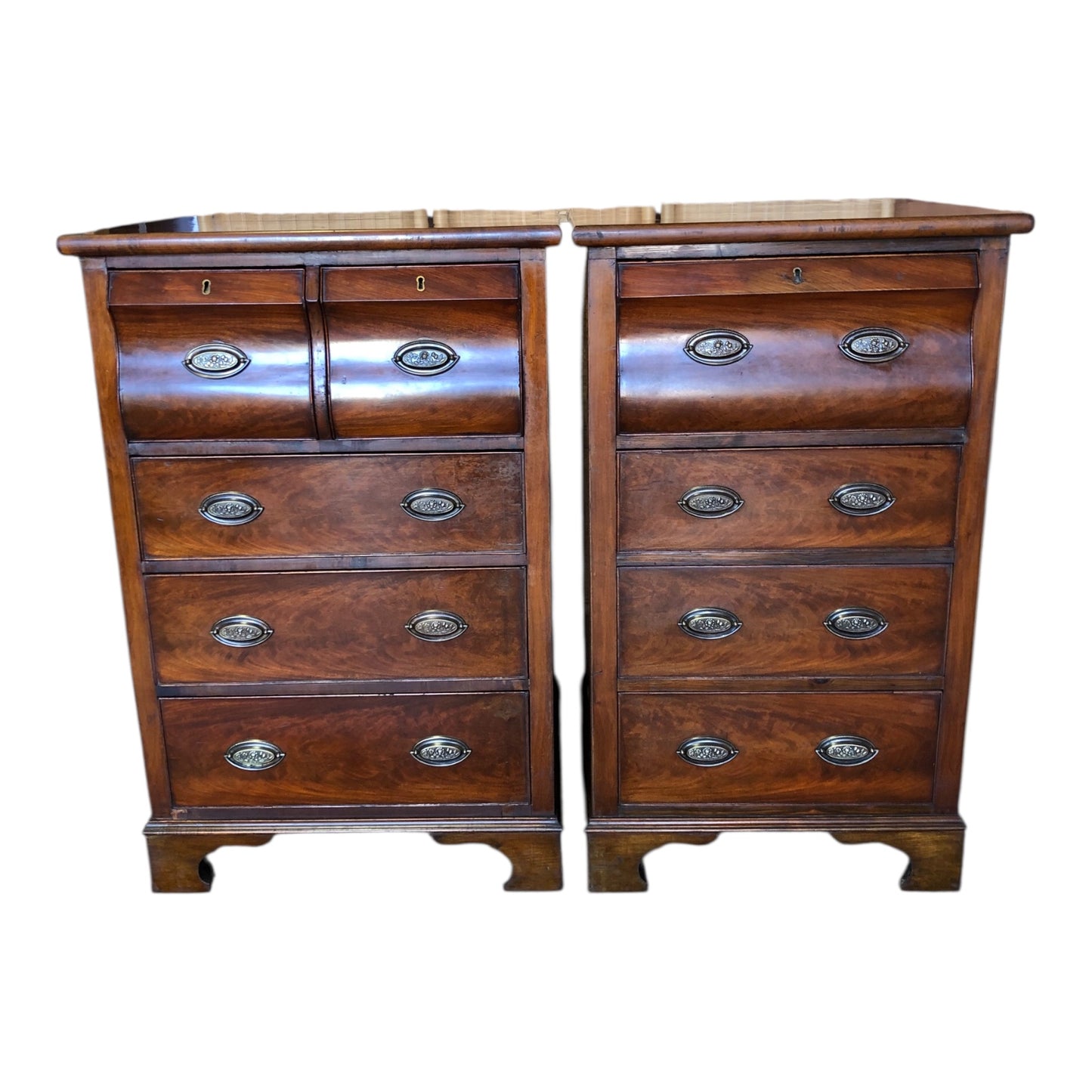 000512....Handsome Pair Of Antique Mahogany Chests