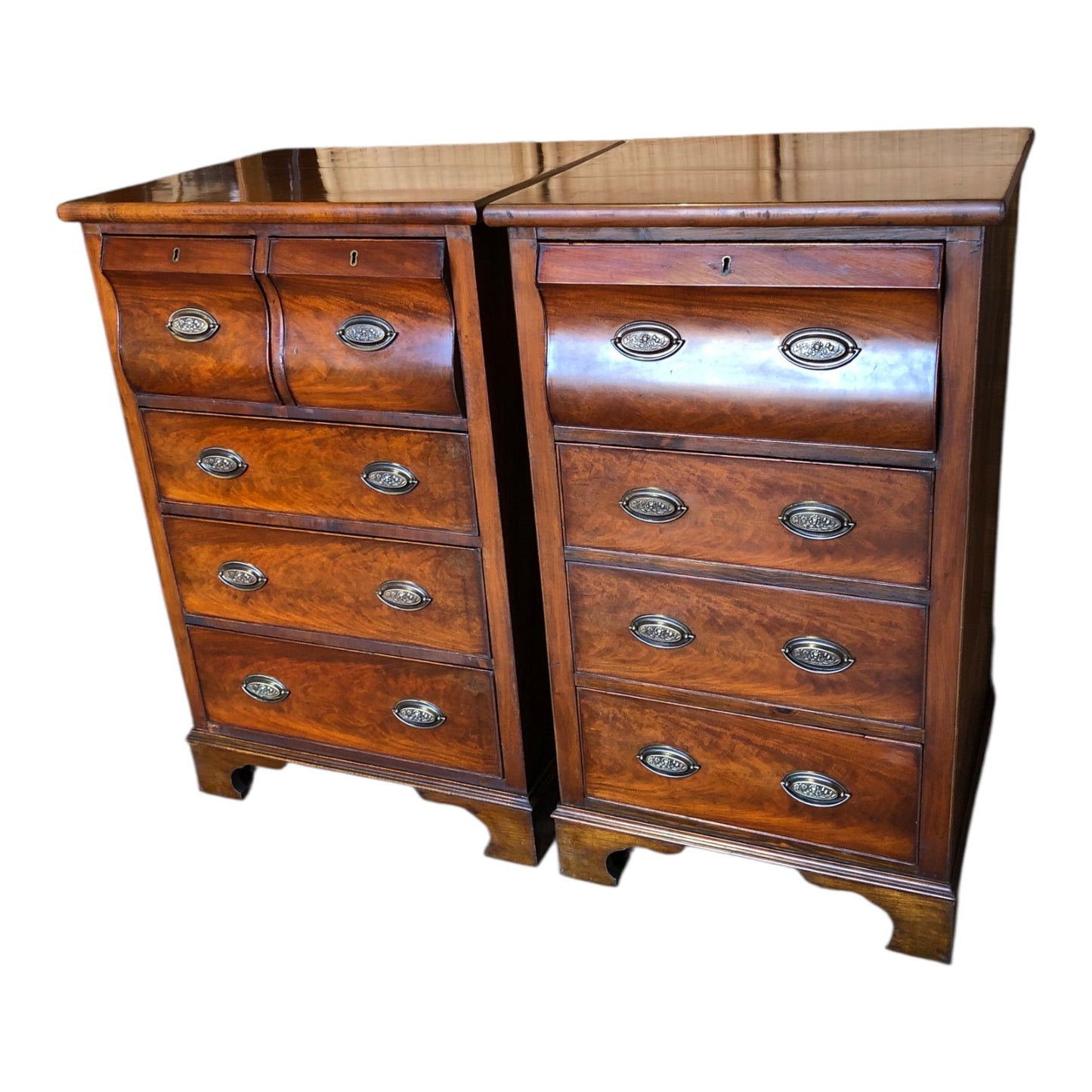 000512....Handsome Pair Of Antique Mahogany Chests